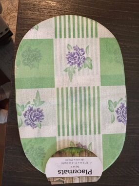 Place Green and Purple Floral Check Placemat
